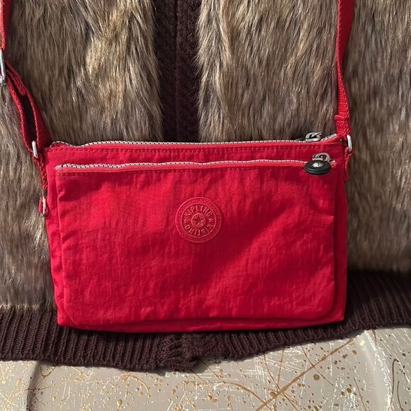 Kipling Small Vibrant Red Nylon Crossbody Bag - Picture 1 of 14